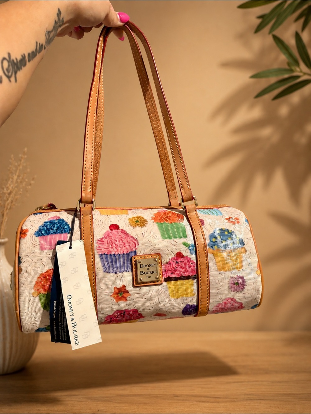 Dooney & Bourke Cupcake Print Barrel Bag Satchel NWT
